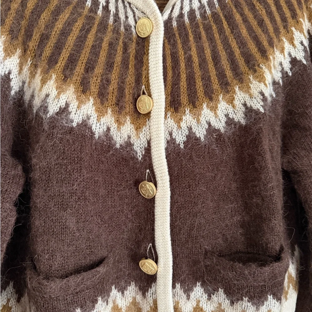J. Crew Brown and Cream Cardigan Sweater - Picture 3 of 4
